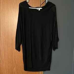 Roz & Ali Black Oversized 3/4 Sleeve Tunic